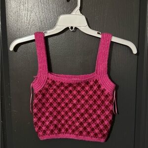 Zara Pink and Red Knit Crop Top